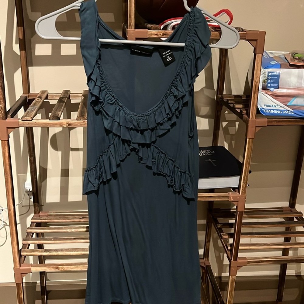 Blue New York and Company Ruffle Tank